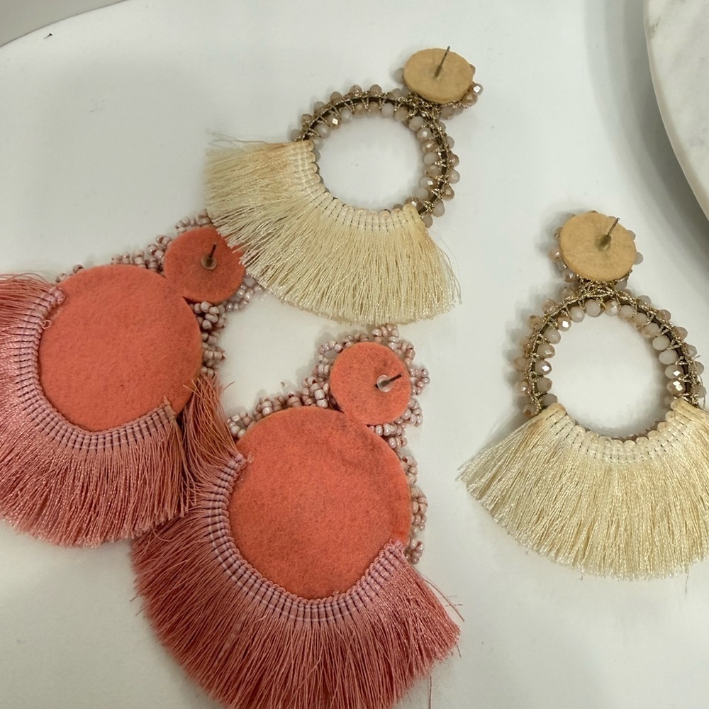Elegant Beaded Fringe Earrings - Picture 4 of 6